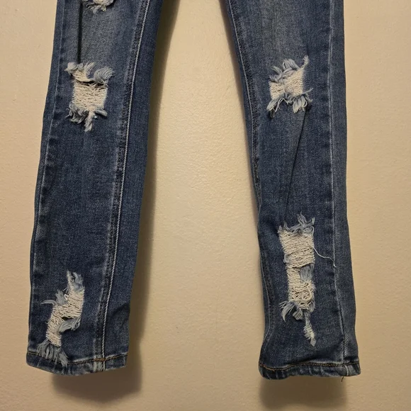 WAX JEAN BUTT I LOVE YOU Distressed Skinny Denim Jeans Light Wash Fade Size 7/28 - Picture 3 of 17